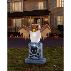 Spirit Halloween 4.5 Ft. Owl Tombstone Light-Up Inflatable Decoration