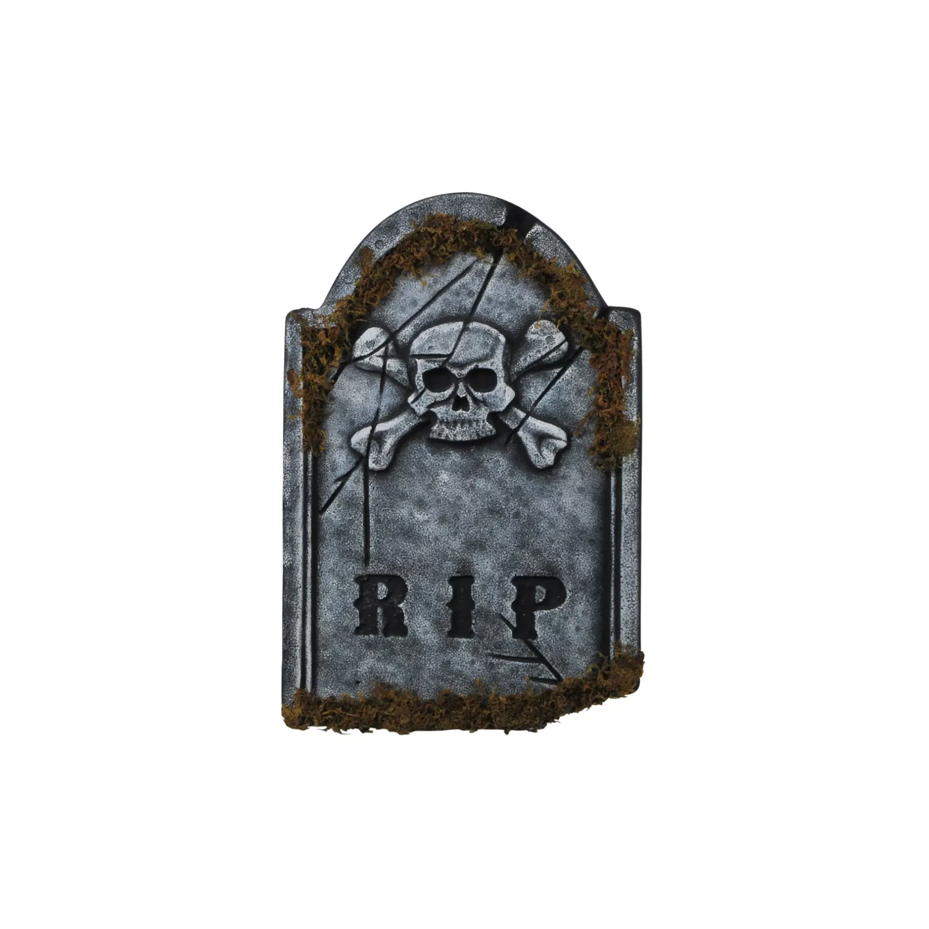Spirit Halloween 1.5 Ft Skull Face Tombstone with Moss