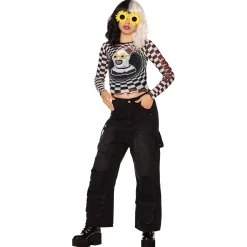 Spirit Halloween Adult Art the Clown Checkered Mesh Top - Terrifier