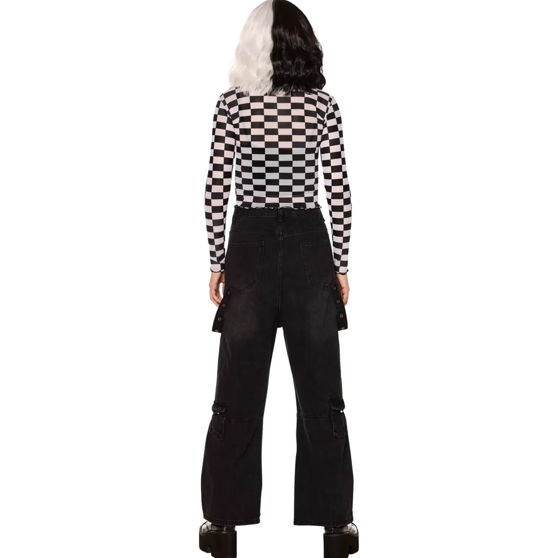 Spirit Halloween Adult Art the Clown Checkered Mesh Top - Terrifier