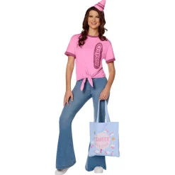 Women Spirit Halloween Adult Be Sweet Pink Crayon Costume Kit - Crayola