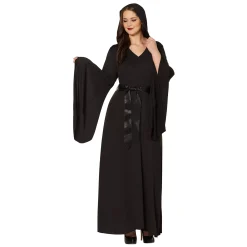 Women Spirit Halloween Adult Black Hooded Dress