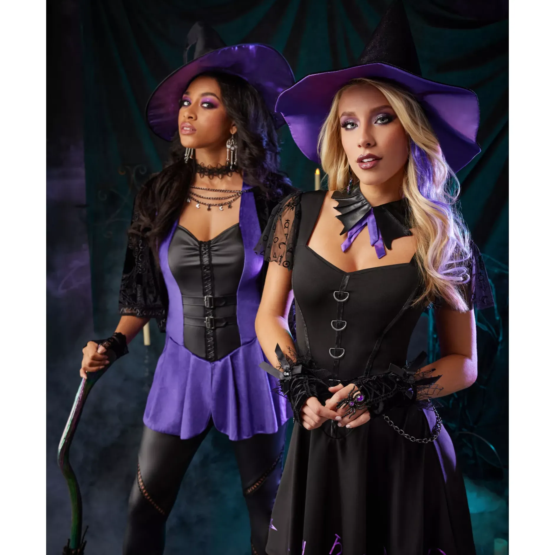Women Spirit Halloween Adult Black Magic Witch Costume