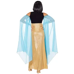 Women Spirit Halloween Adult Blue and Gold Egyptian Queen Costume