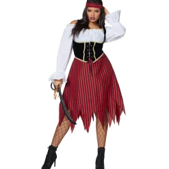 Women Spirit Halloween Adult Buccaneer Beauty Pirate Plus Size Costume