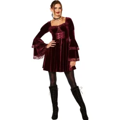 Women Spirit Halloween Adult Burgundy Vampire Dress