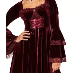 Women Spirit Halloween Adult Burgundy Vampire Dress