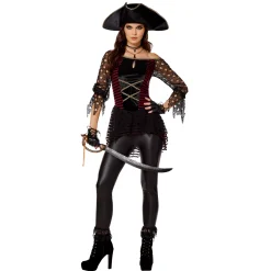 Women Spirit Halloween Adult Dark Pirate Costume