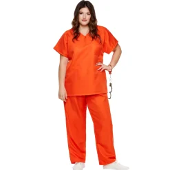 Women Spirit Halloween Adult Got Busted Orange Prisoner Plus Size Costume