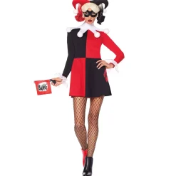 Women Spirit Halloween Adult Harley Quinn Red and Black Dress Costume - DC Villains