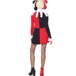 Women Spirit Halloween Adult Harley Quinn Red and Black Dress Costume - DC Villains