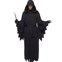 Women Spirit Halloween Adult Hooded Black Robe Costume