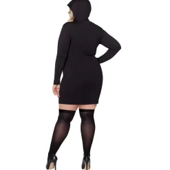 Women Spirit Halloween Adult Hooded Holographic Skeleton Costume