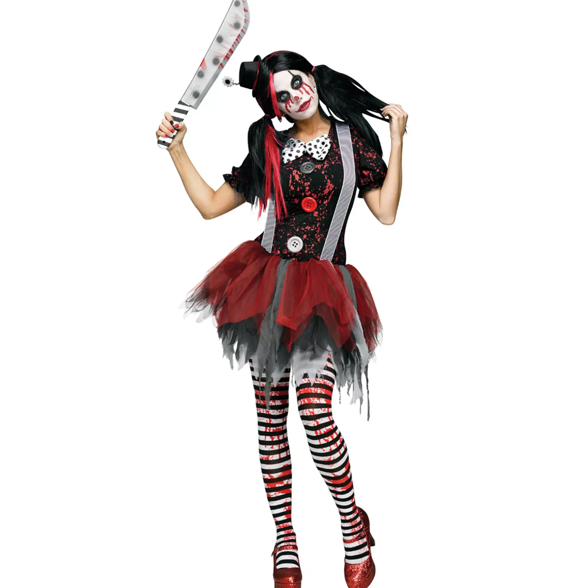 Women Spirit Halloween Adult Horror Clown Costume