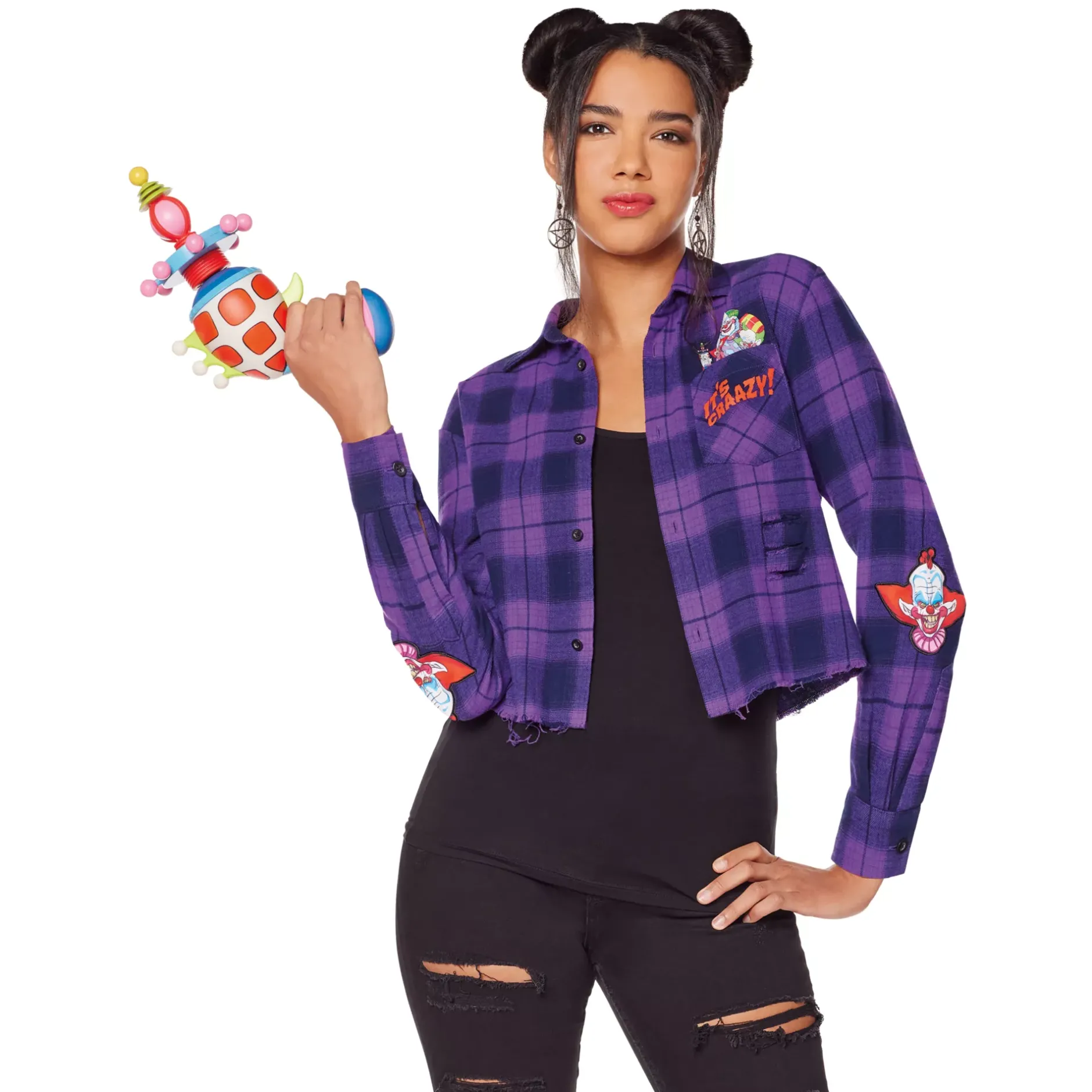 Spirit Halloween Adult Killer Klowns from Outer Space Flannel Shirt