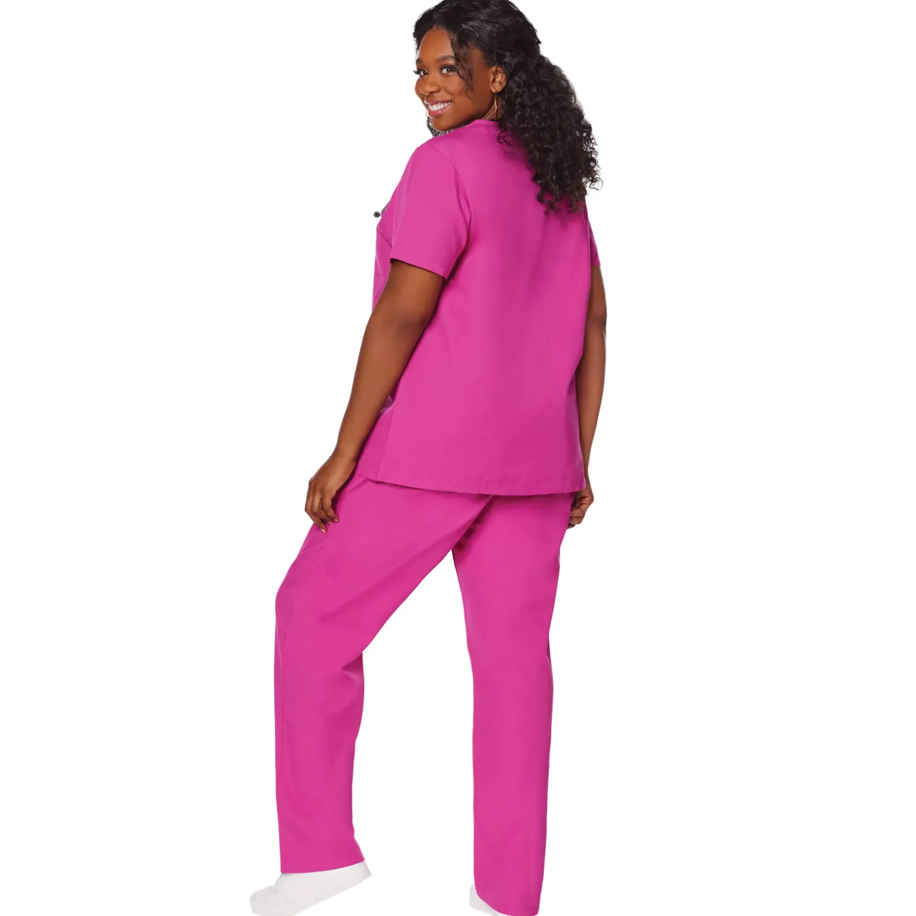 Women Spirit Halloween Adult Magenta Medical Scrubs Costume
