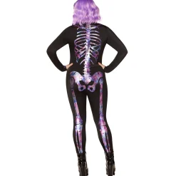 Women Spirit Halloween Adult Neon Skeleton Catsuit