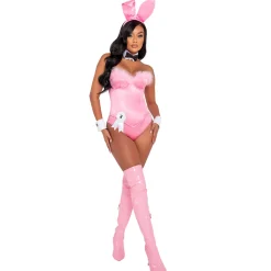 Women Spirit Halloween Adult Pink Boudoir Playboy Bunny Costume