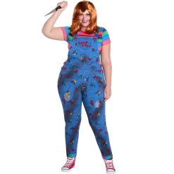 Women Spirit Halloween Adult Plus Size Chucky Overalls Costume