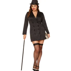 Women Spirit Halloween Adult Plus Size Gangster Dress Costume