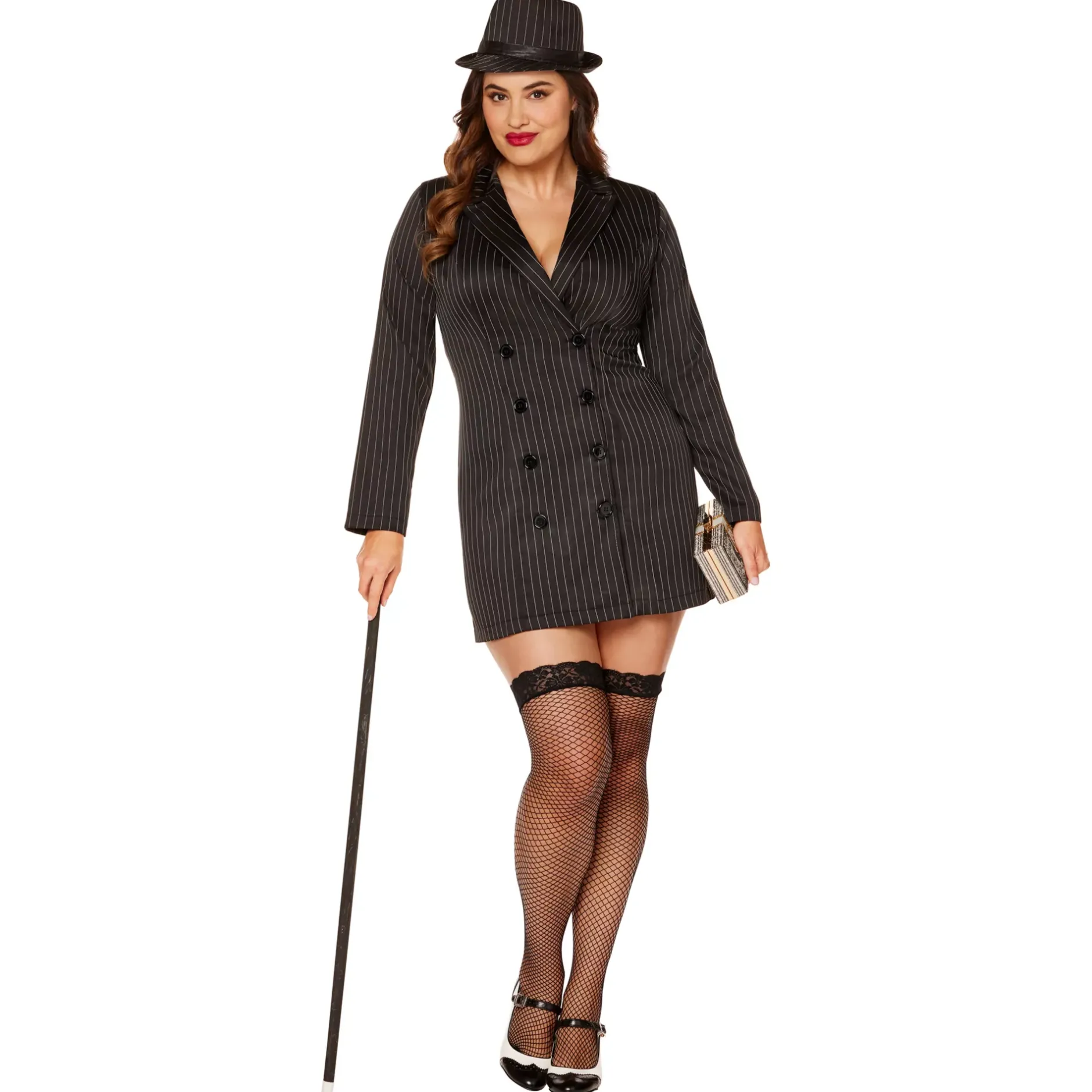Women Spirit Halloween Adult Plus Size Gangster Dress Costume