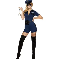 Women Spirit Halloween Adult Police Officer Romper Costume