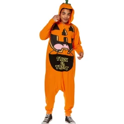 Women Spirit Halloween Adult Pumpkin Jumpsuit Costume