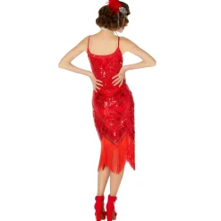 Women Spirit Halloween Adult Red Sequin Flapper Dress