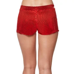 Women Spirit Halloween Adult Red Sequin Shorts