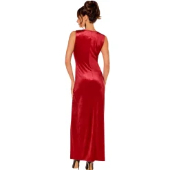 Women Spirit Halloween Adult Red Velour Maxi Dress