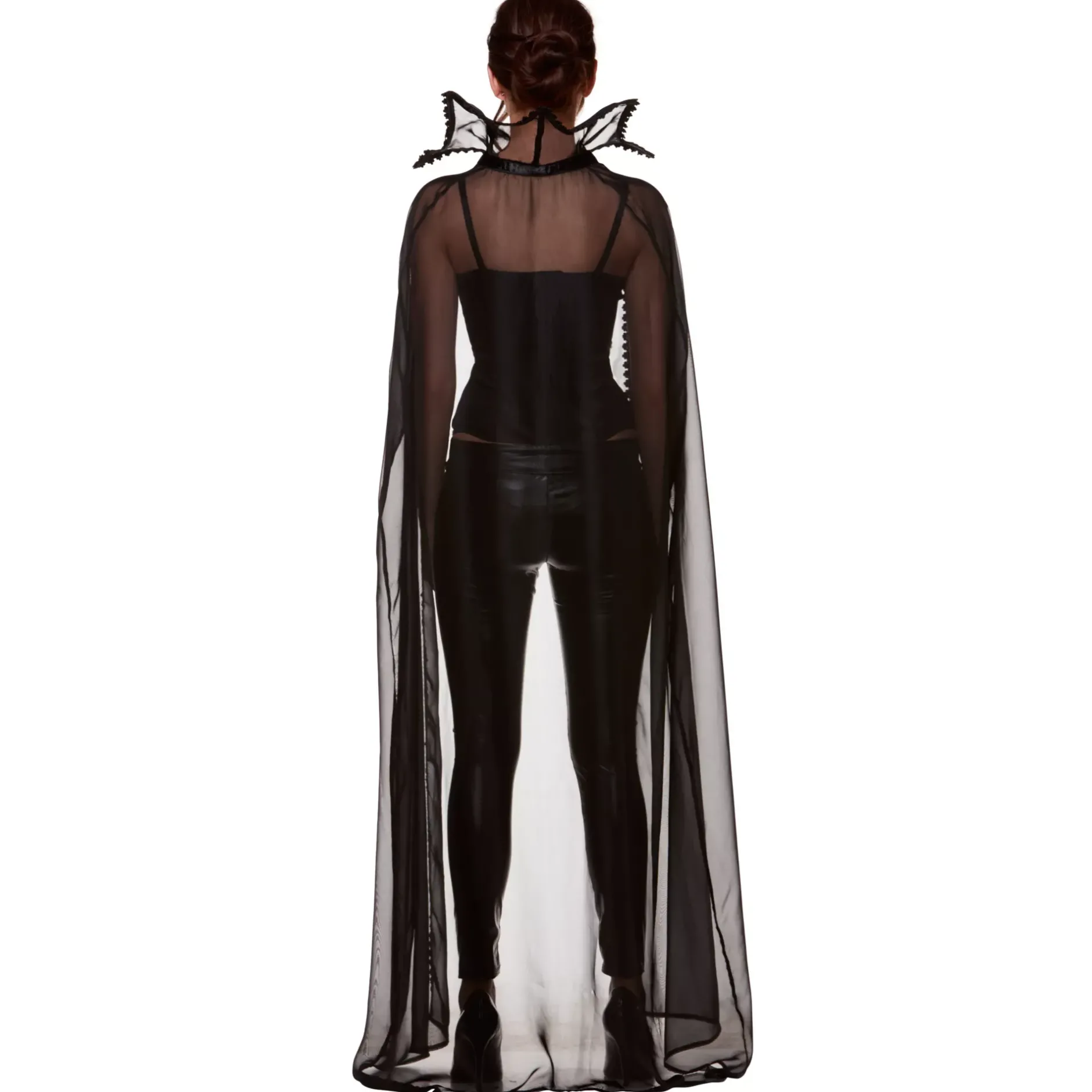 Women Spirit Halloween Adult Sheer Vampire Cape