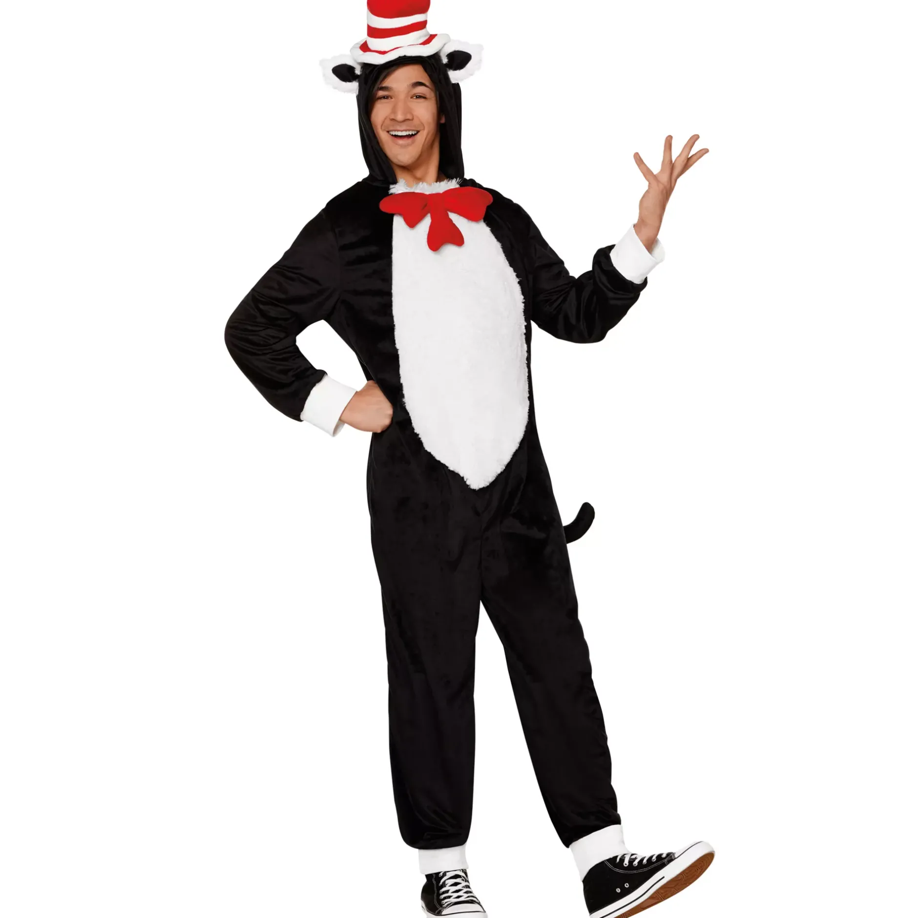 Women Spirit Halloween Adult The Cat in the Hat Jumpsuit Costume