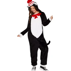 Women Spirit Halloween Adult The Cat in the Hat Jumpsuit Costume