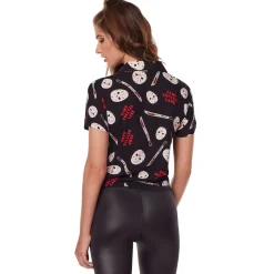 Spirit Halloween Adult Tie Front Jason Voorhees Shirt - Friday the 13th