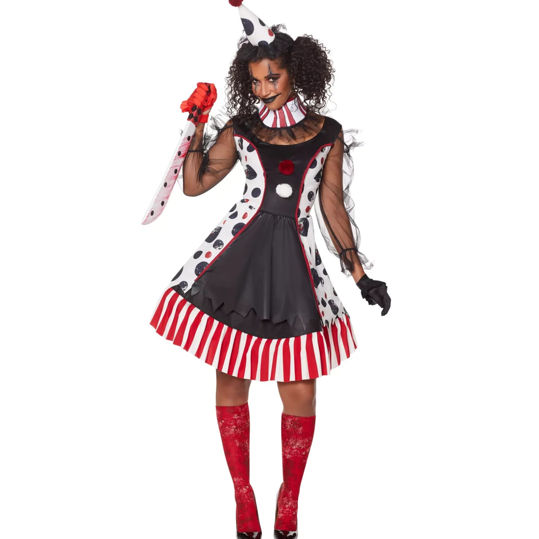 Women Spirit Halloween Adult Twisted Clown Costume