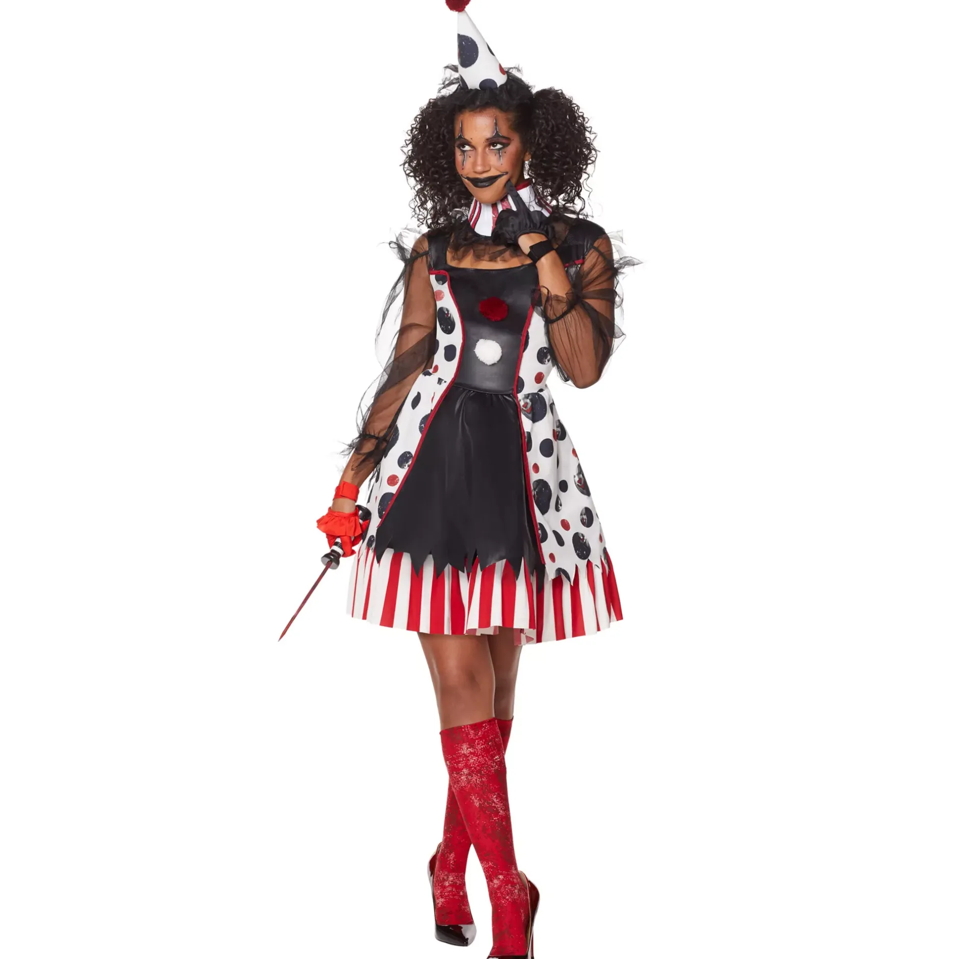 Women Spirit Halloween Adult Twisted Clown Costume