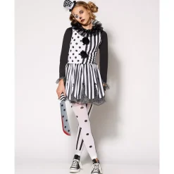 Women Spirit Halloween Adult Twisted Trickster Clown Costume