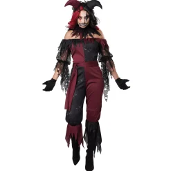 Women Spirit Halloween Adult Wicked Jester Costume