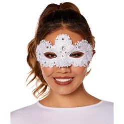 Women Spirit Halloween Angel White Lace Eye Half Mask