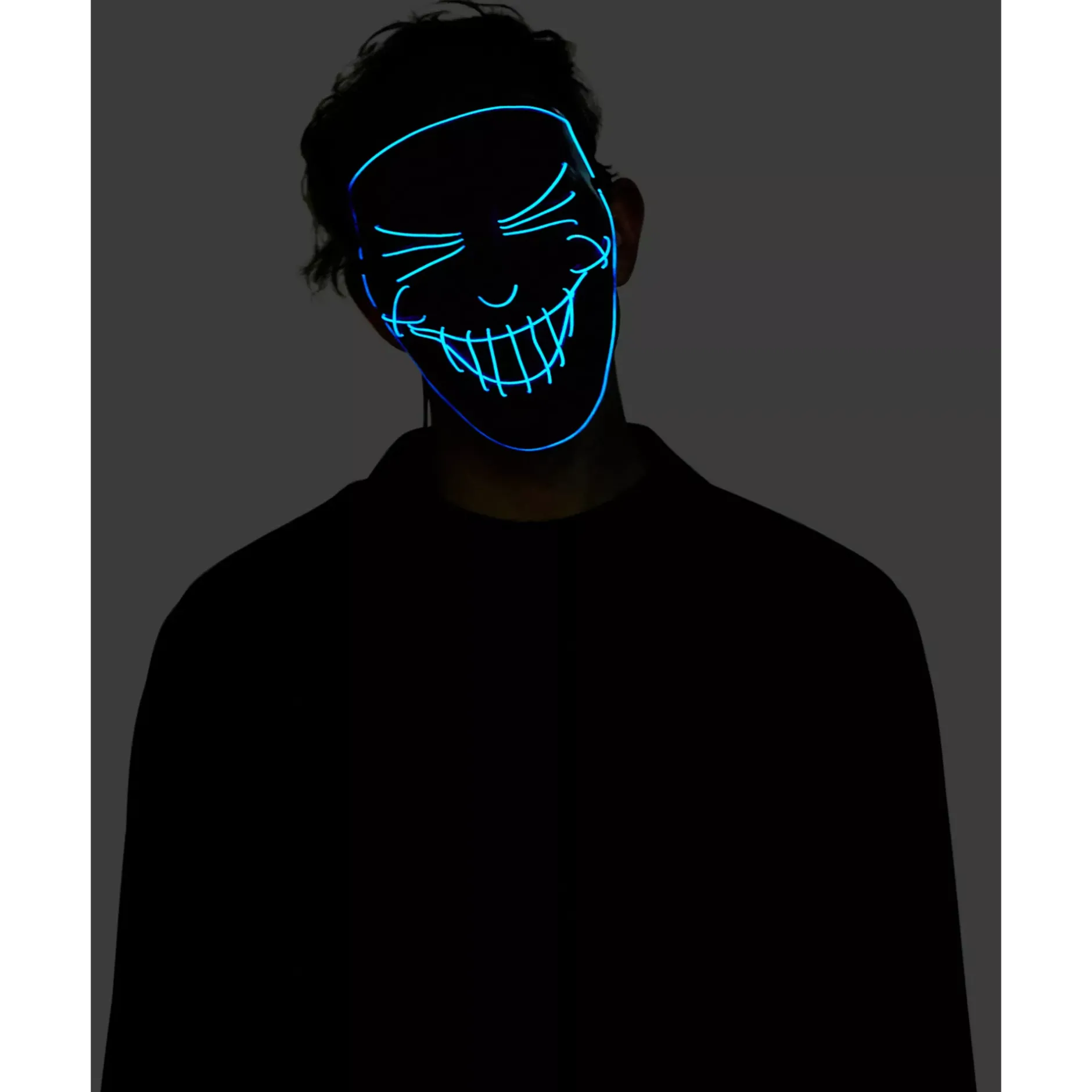 Spirit Halloween Black and Blue EL Wire Half Mask
