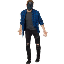 Spirit Halloween Black and Blue EL Wire Half Mask