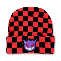 Spirit Halloween Black and Red Checker Gengar Cuff Beanie Hat - Pokémon