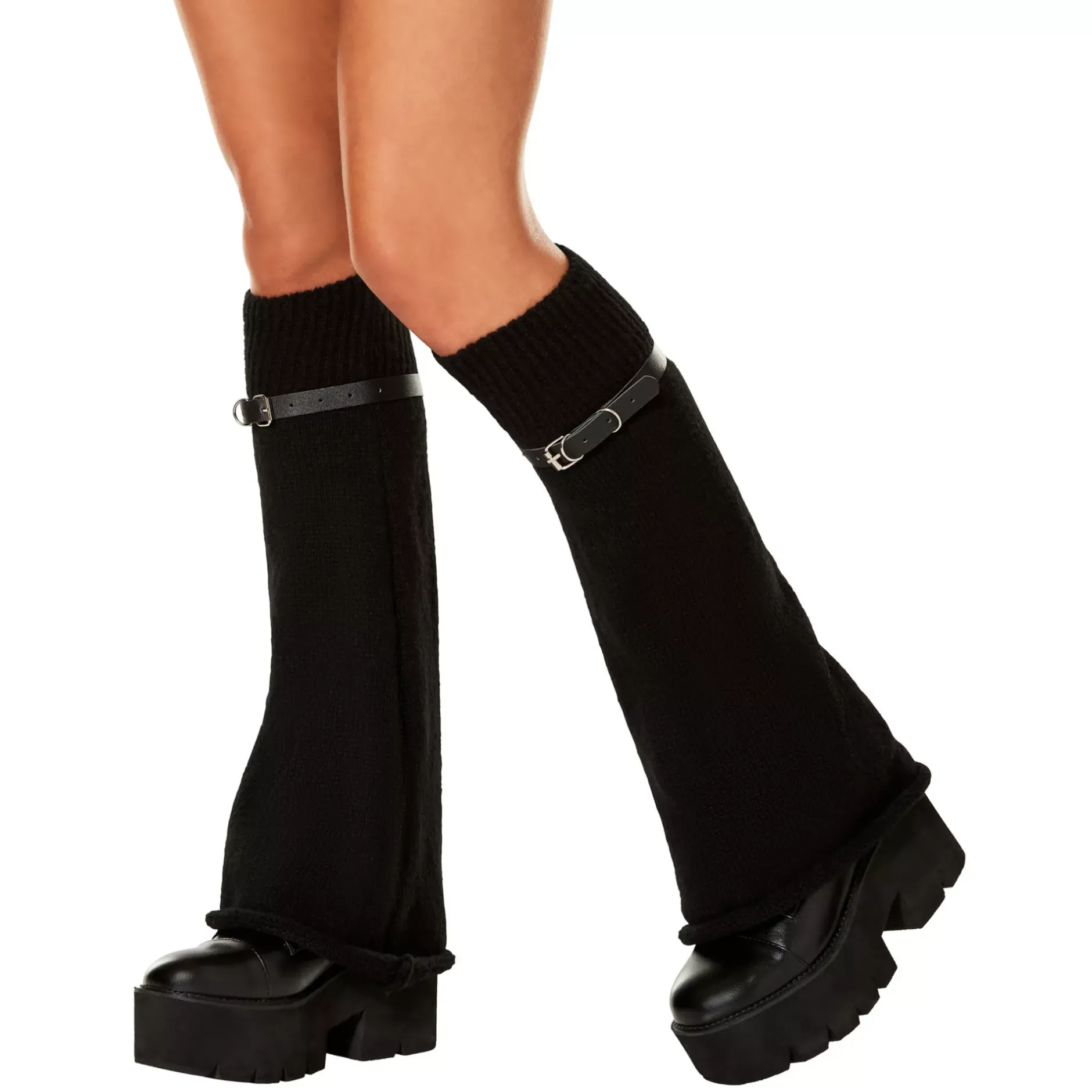 Spirit Halloween Black Buckle Leg Warmers