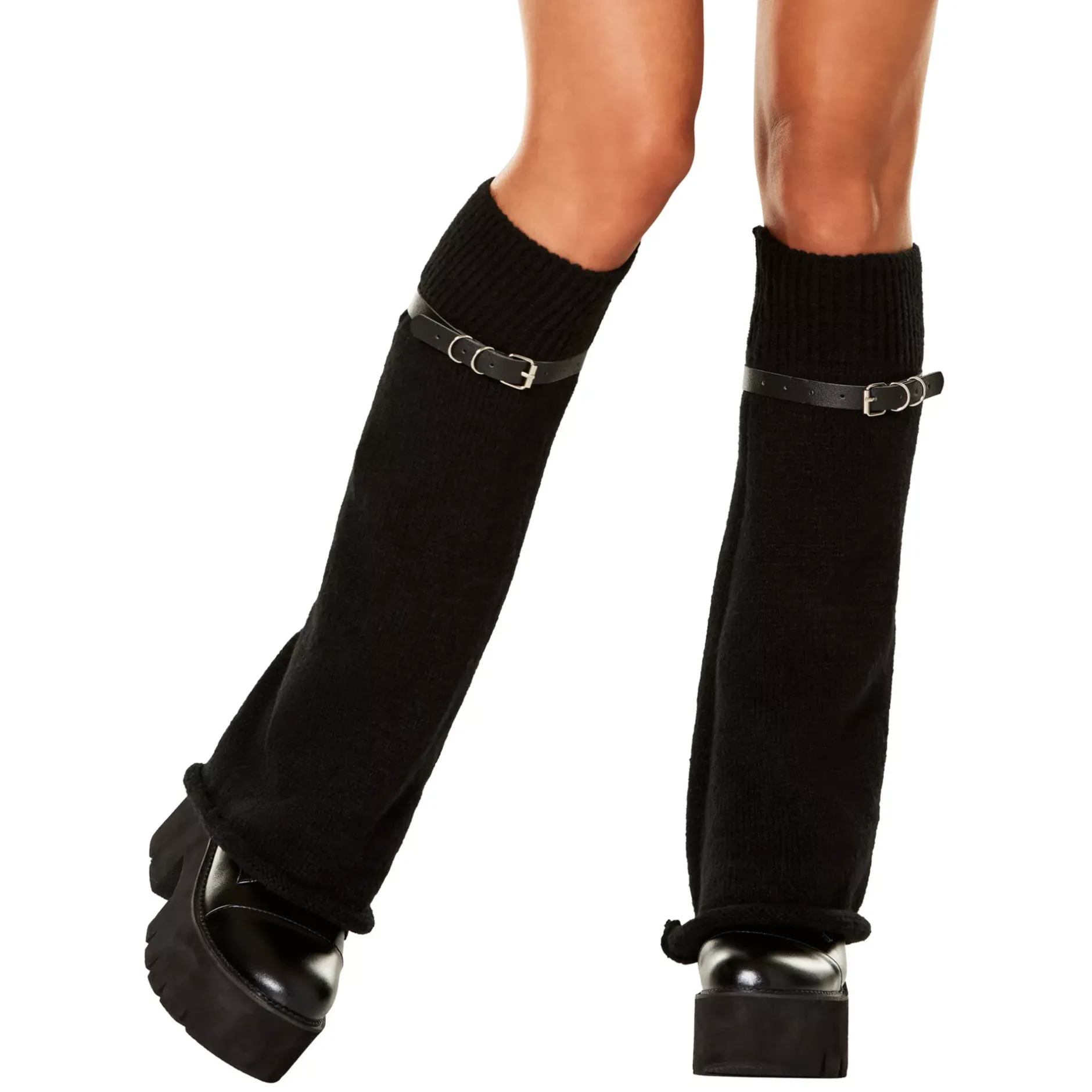 Spirit Halloween Black Buckle Leg Warmers