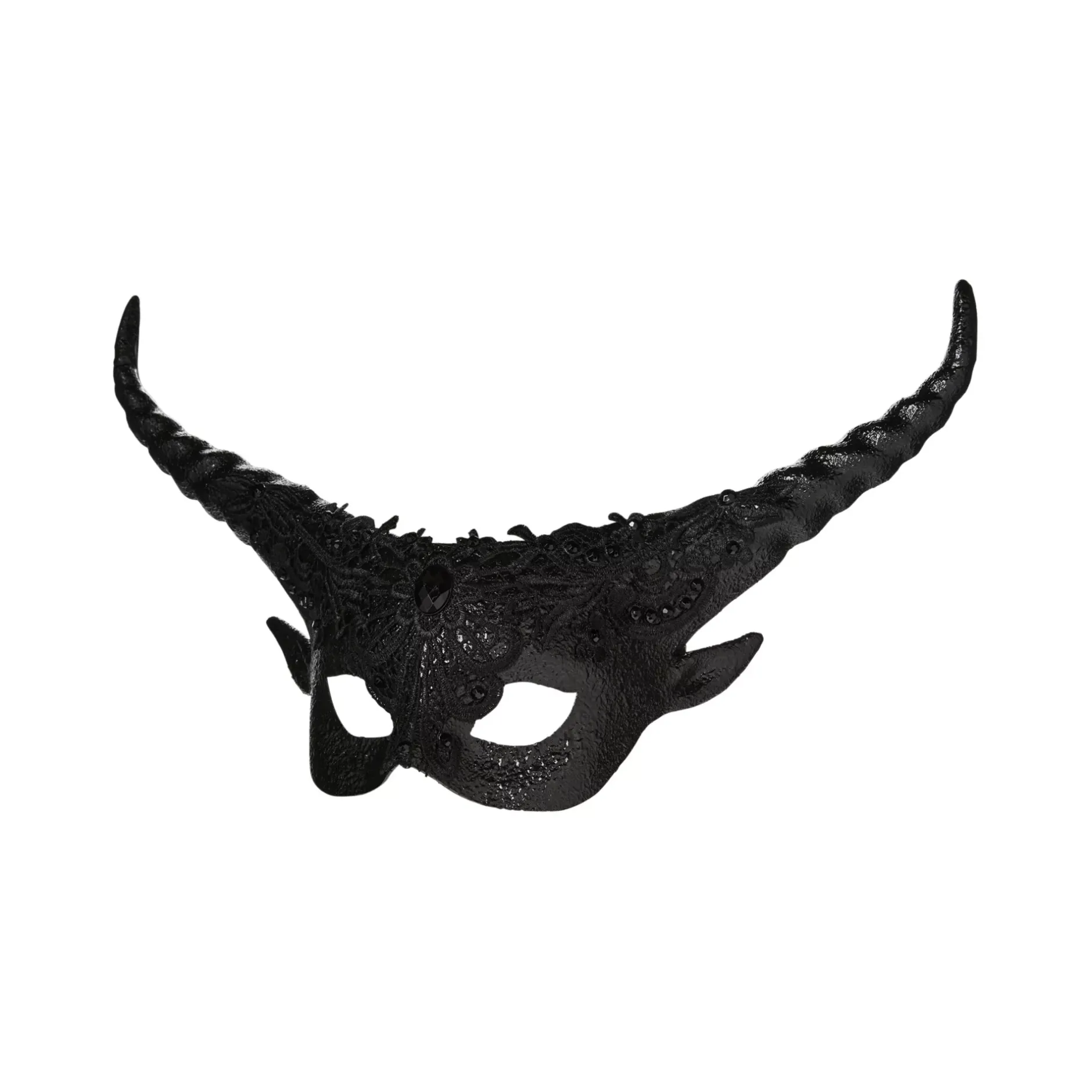 Spirit Halloween Black Horned Masquerade Eye Mask