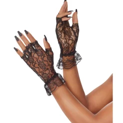 Spirit Halloween Black Lace Ruffle Gloves