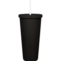 Spirit Halloween Black Skull Textured Cup with Straw- 20 oz