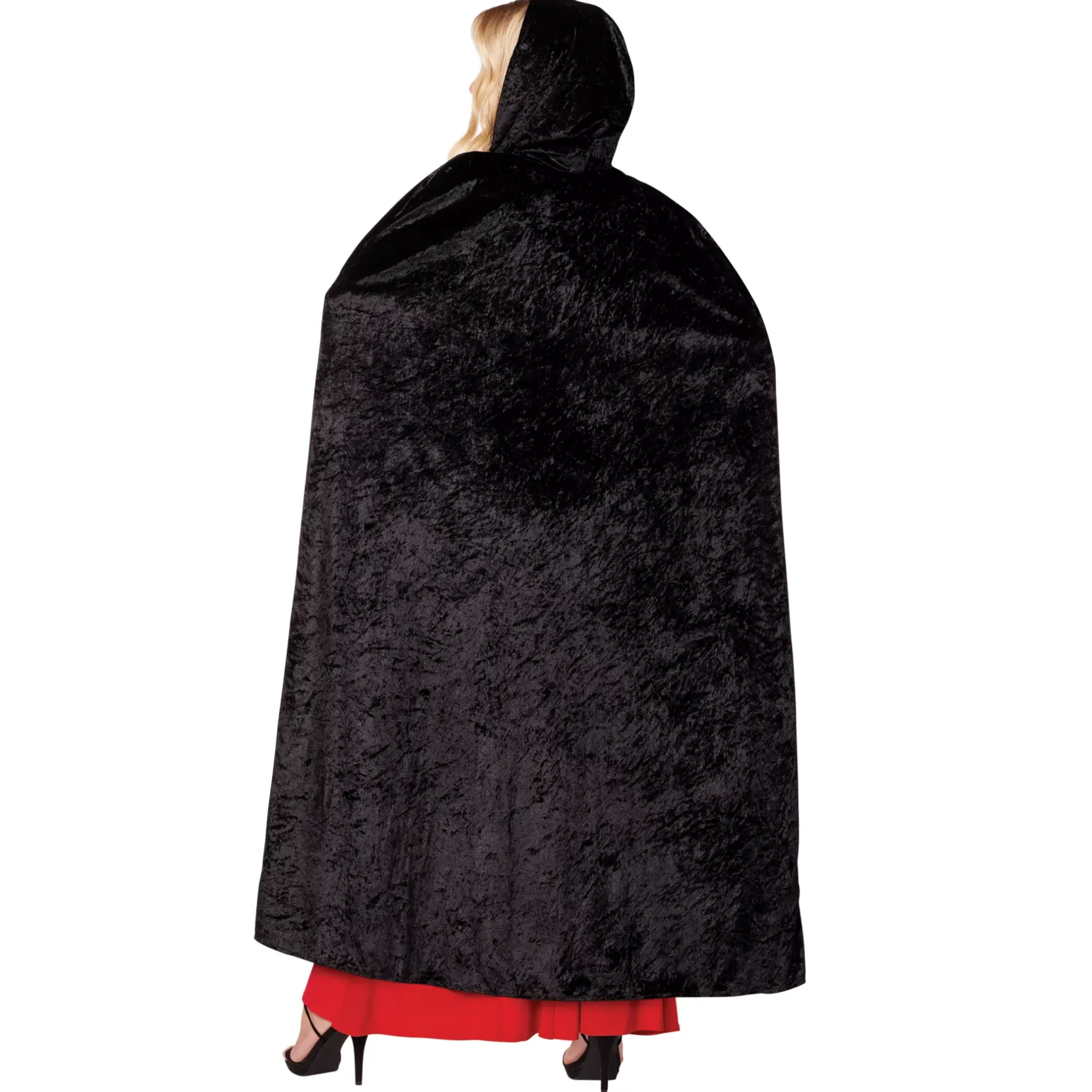Women Spirit Halloween Black Velvet Hooded Womens Cape