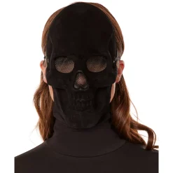 Spirit Halloween Black Velvet Skull Half Mask