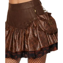 Women Spirit Halloween Brown Steampunk Skirt